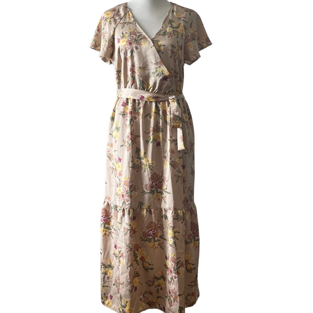 Lucky Brand Sand Floral Maxi Dress L NWT